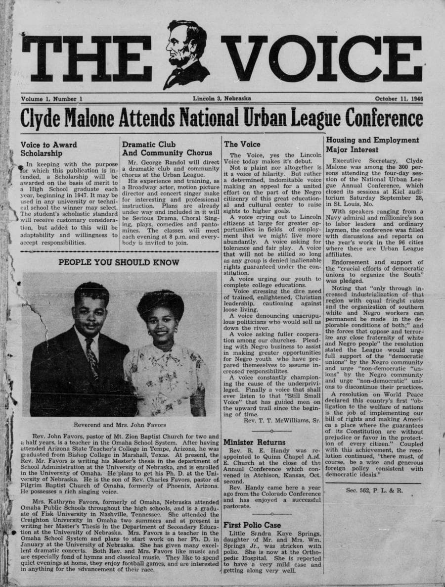 Front page of The Voice, October 11, 1946