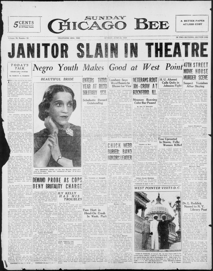 Front page of Sunday Chicago Bee, June 25, 1939